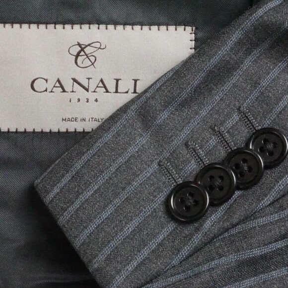 Canali Other - Canali 1934 CURRENT Gray Blue Striped 100% Wool 2 Pc Suit Jacket Pants Sz 42R